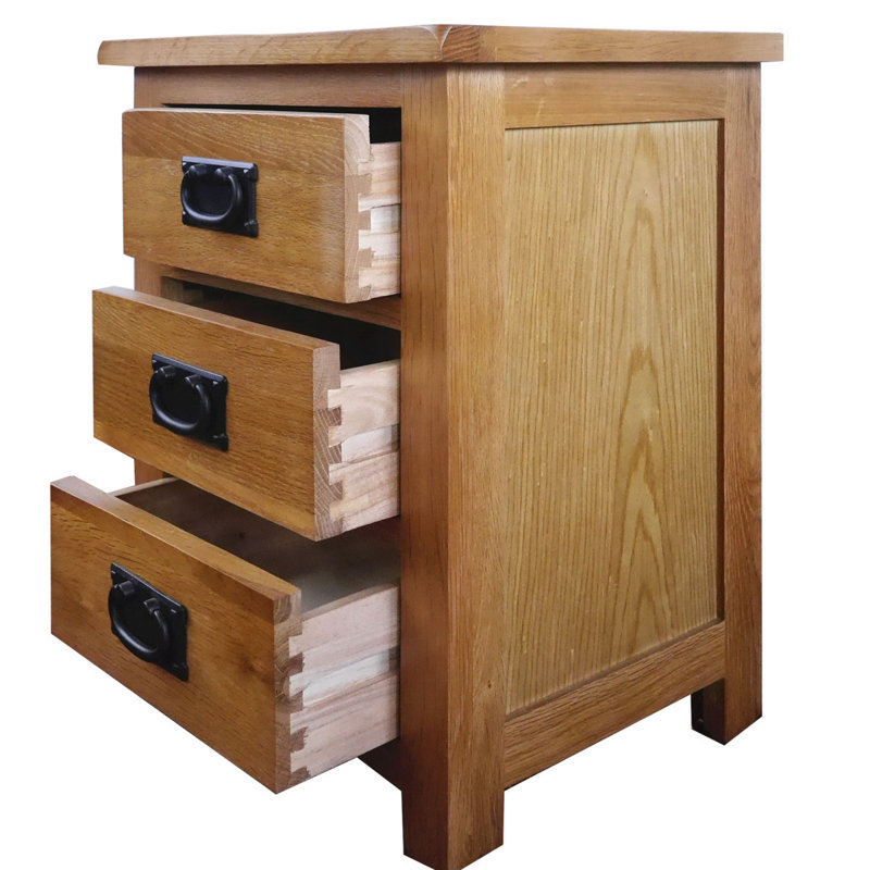 Shickley 43cm W Solid Wood Bedside Table, Oak
