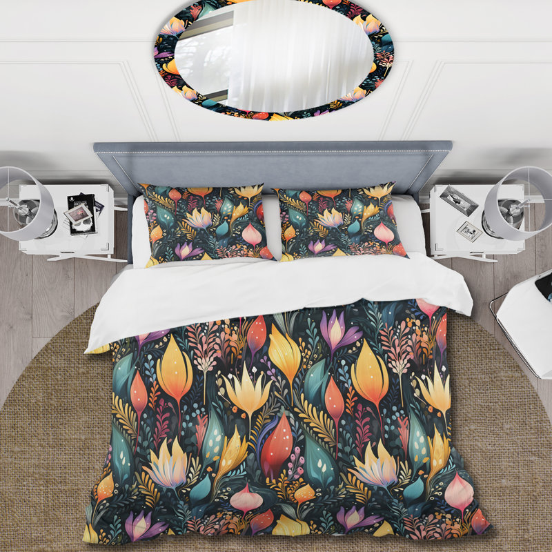 Abstract Greenery Botanical Pattern Duvet Cover, Twin Duvet Cover + 1 Standard Sham