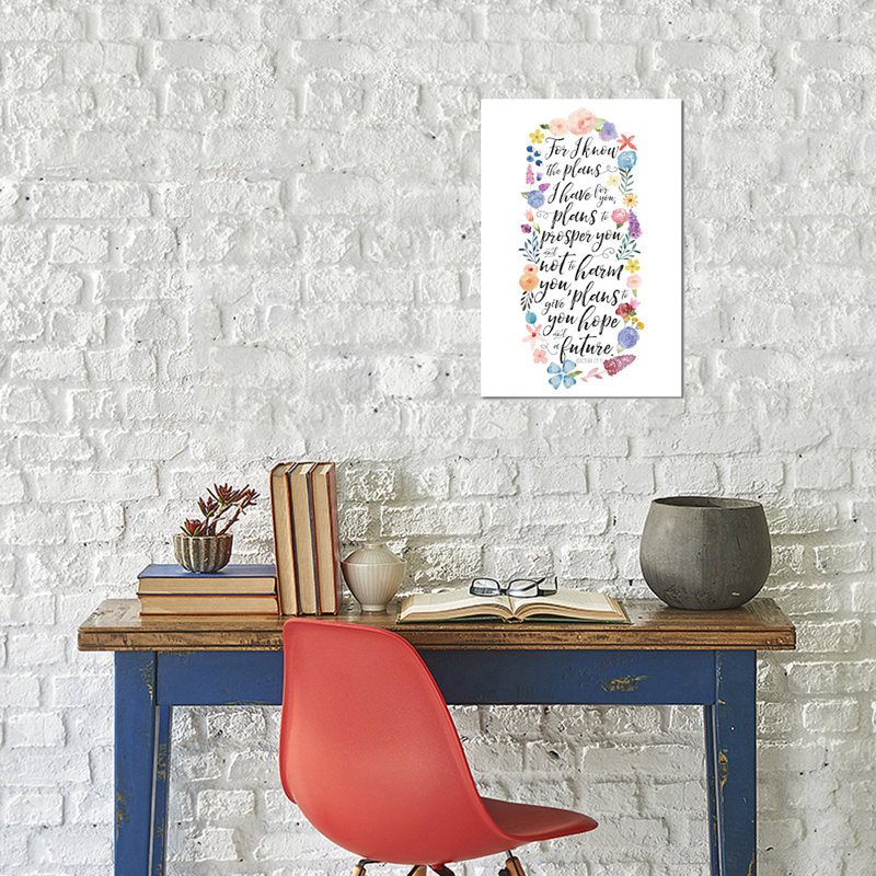 Noonday Design «Floral Bible Verse Panel I», art textuel sur toile, H 40 po x l 26 po x P 1,5 po, Toile tendue, Pas de tapis