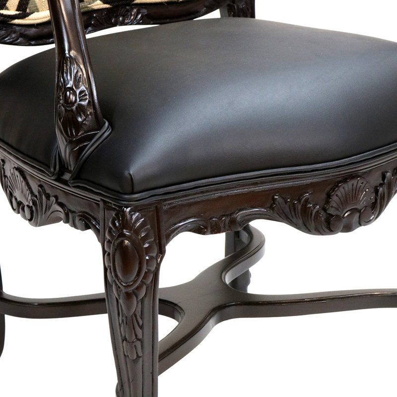 Chaise avec accoudoirs Rehana, Polyester bois noir / vinyle