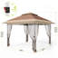 Pavillon de jardin 10 x 10 avec moustiquaire et rideaux - Auvent imperméable avec hauteur et roues réglables-126545374