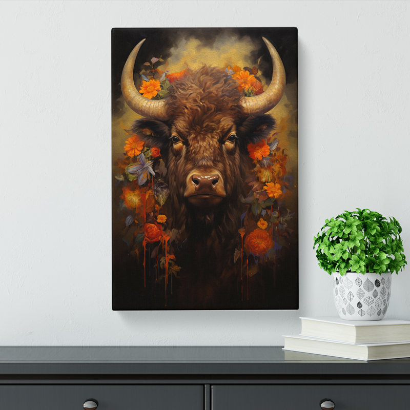 Bison Victorian Art - Print, 60cm H x 40cm W x 3cm D