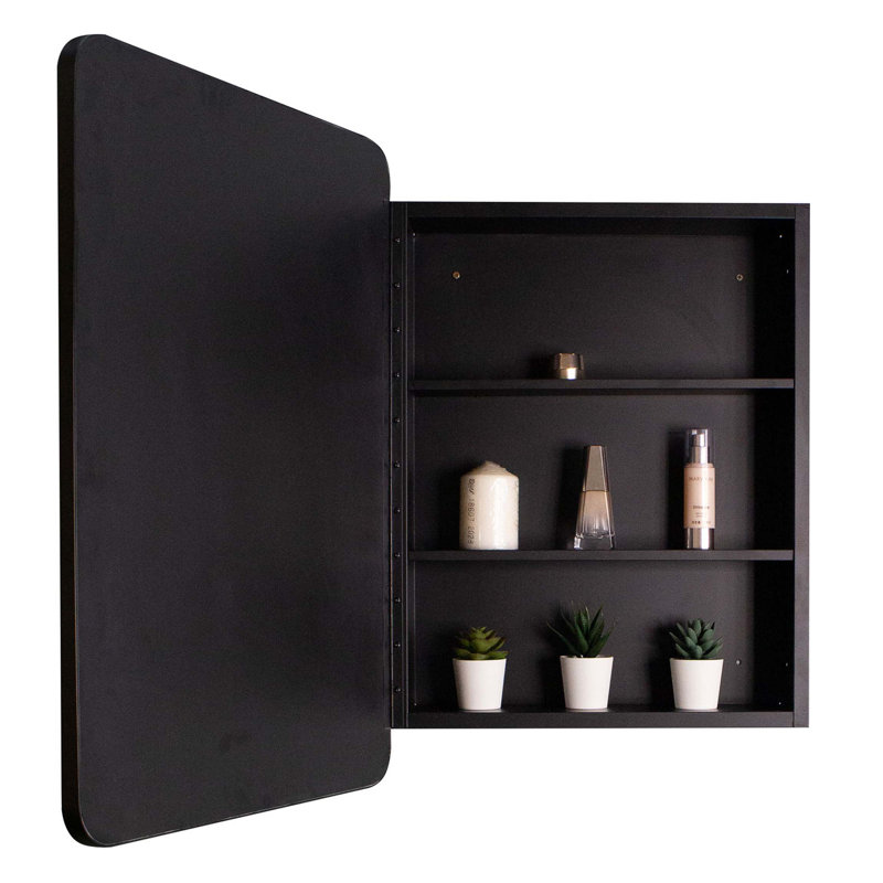 Armoire à pharmacie murale ou en métal avec miroir, H 28 po x l 20 po x P 4,90 po, Noir, noir, noir, noir