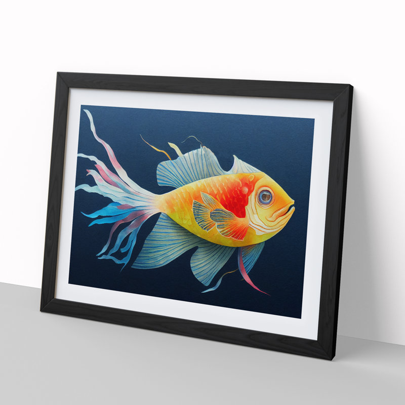 Watercolour Fish Vol.2 Framed Print, 25cm H x 34cm W x 2cm D, Black