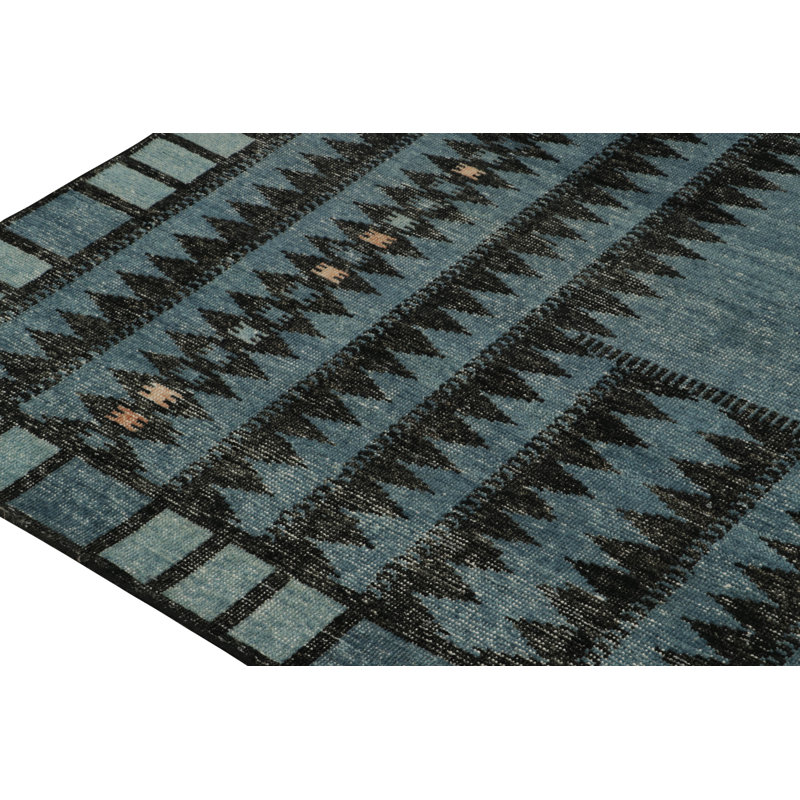Distressed Homage Hand Knotted Wool Geometric Area Rug, Rectangle 9' x 12'