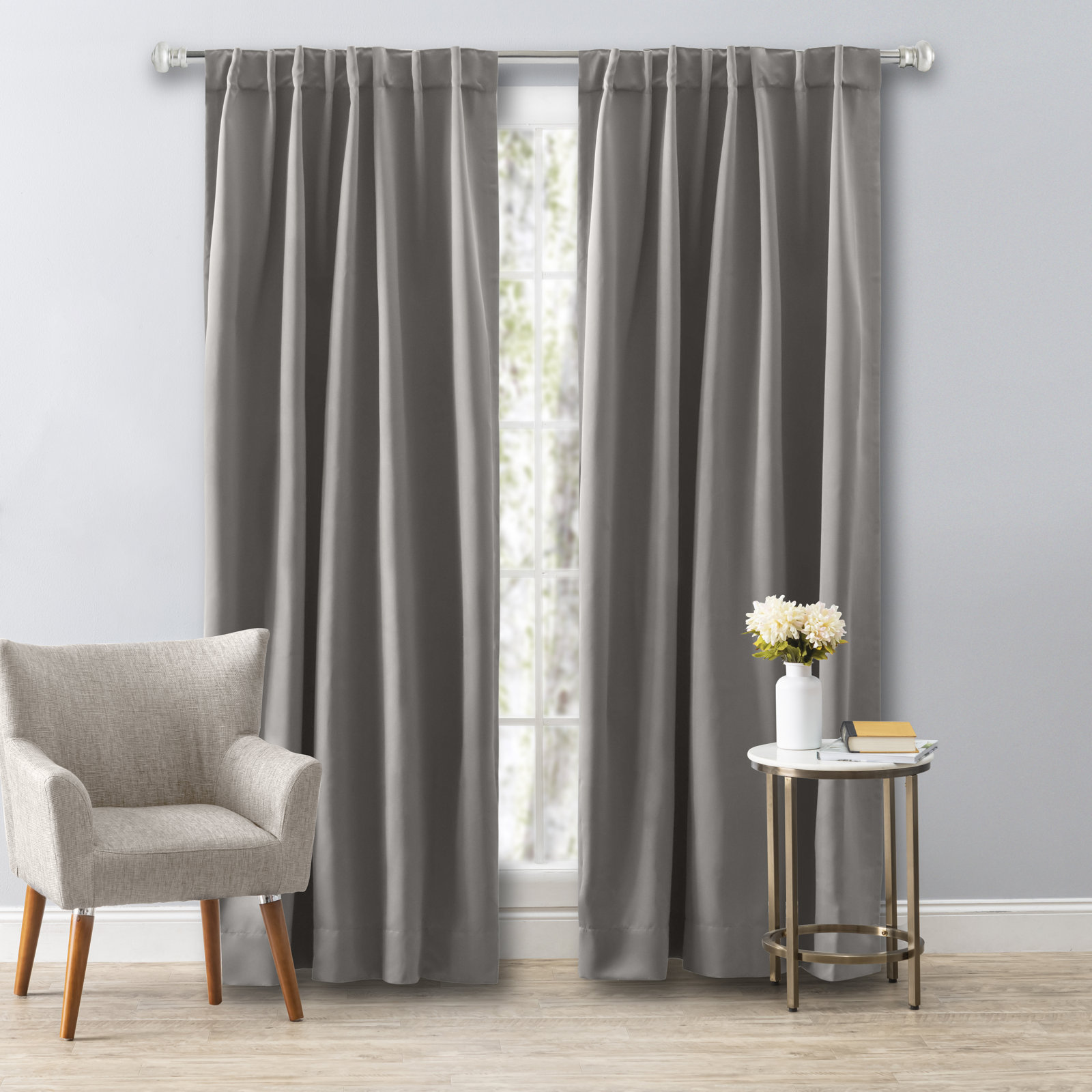 Ardelle Blackout Thermal Rod Pocket Panel, 56" W x 63" L, Gray