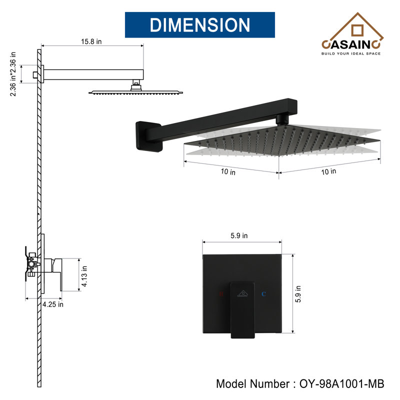 All-In-One Kit with Rough in-Valve, Matte Black