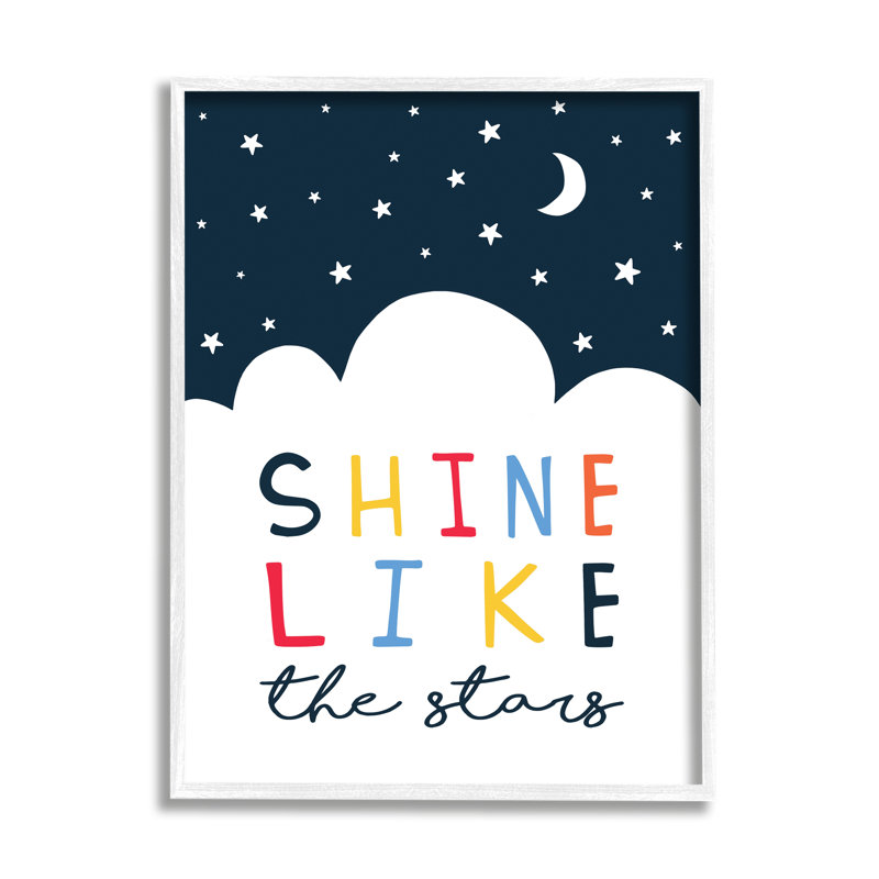 Shine Like The Stars - Art textuel, Giclée encadrée blanc bord de mer, H 30 po x l 24 po