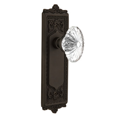 Egg & Dart Plate avec bouton de porte ovale en cristal cannelé