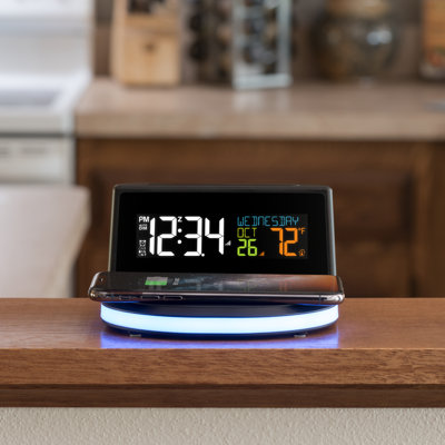 Wireless Charging Tabletop Alarm Clock in Black