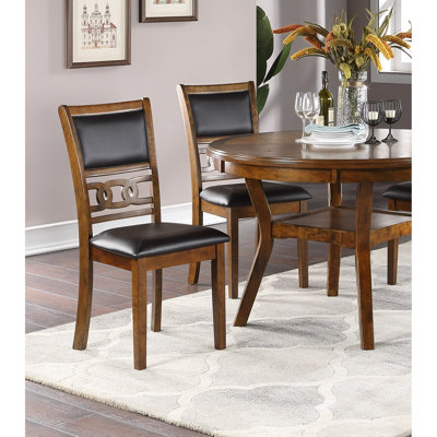 Dining Room Side Chairs Of 2, Walnut Finish, Cushion Seat Luxury, Contemporary Appeal, Knot Back Sharing  2 , Pattern