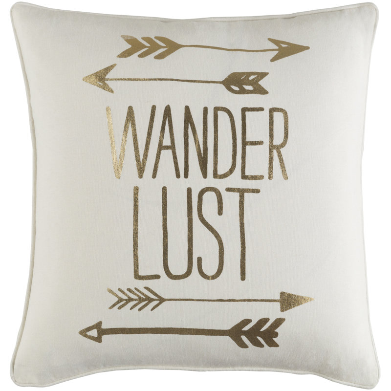 Housse de coussin en coton Manylath, Blanc/ Or métallique