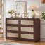 Commode 6 tiroirs en rotin avec poignées en bois massif, 5 po de profondeur et anti-basculement-1384560962