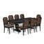 L'ensemble de table de salle à manger 9 pièces se compose d'une table de cuisine et de 8 chaises de salle à manger en similicuir brun texturé avec dossier noir-713626006-725742455-725742448