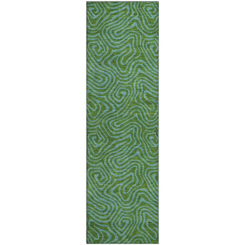Premium Machine Washable Birchview AMF1031 Swirls Rug, Runner 2'3" x 7'6"