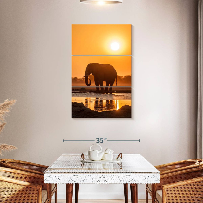 Brampt African Elephant At Sunset, 45" H x 28" W