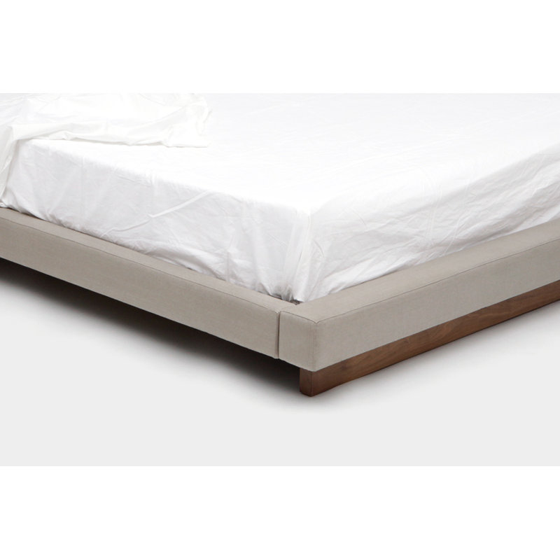 LRG Upholstered Platform Bed, Queen, Metal Natural