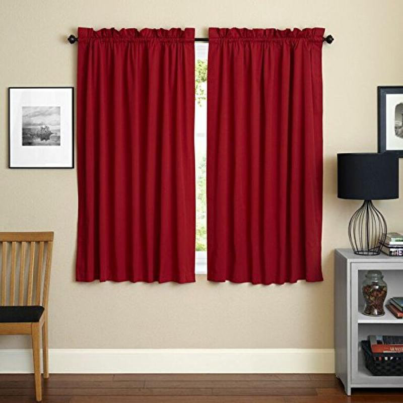 Currahee Cotton Blend Room Darkening Curtain Pair, Ruby Red, 52" W x 63" L