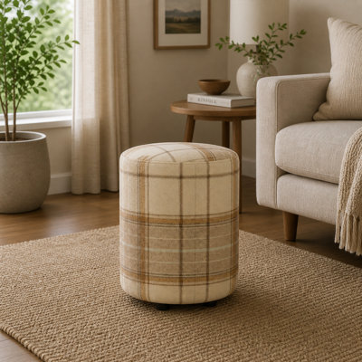 Tartan Fabric Round Stools Tartan 