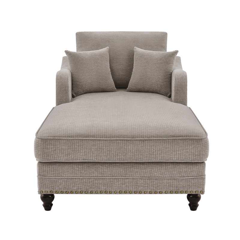 Chaise longue rembourrée avec dossier réglable Aglaea, Chenille brun cendré