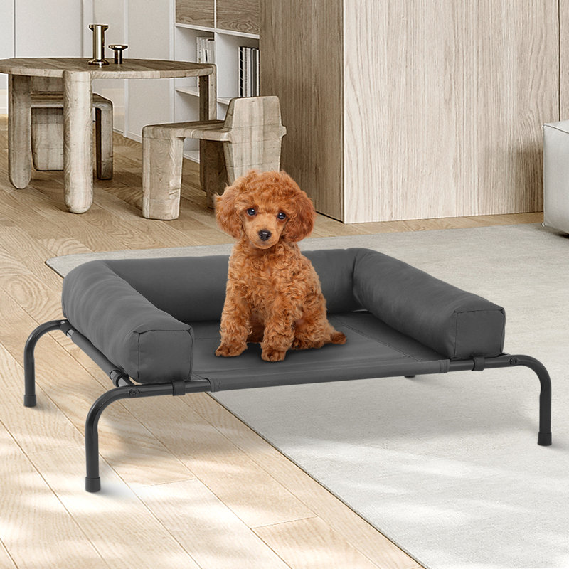 Lit pour chien surélevé avec coussins Cooler, Très petit (l 35,5 po x P 25,5 po x H 7,5 po), Gris foncé