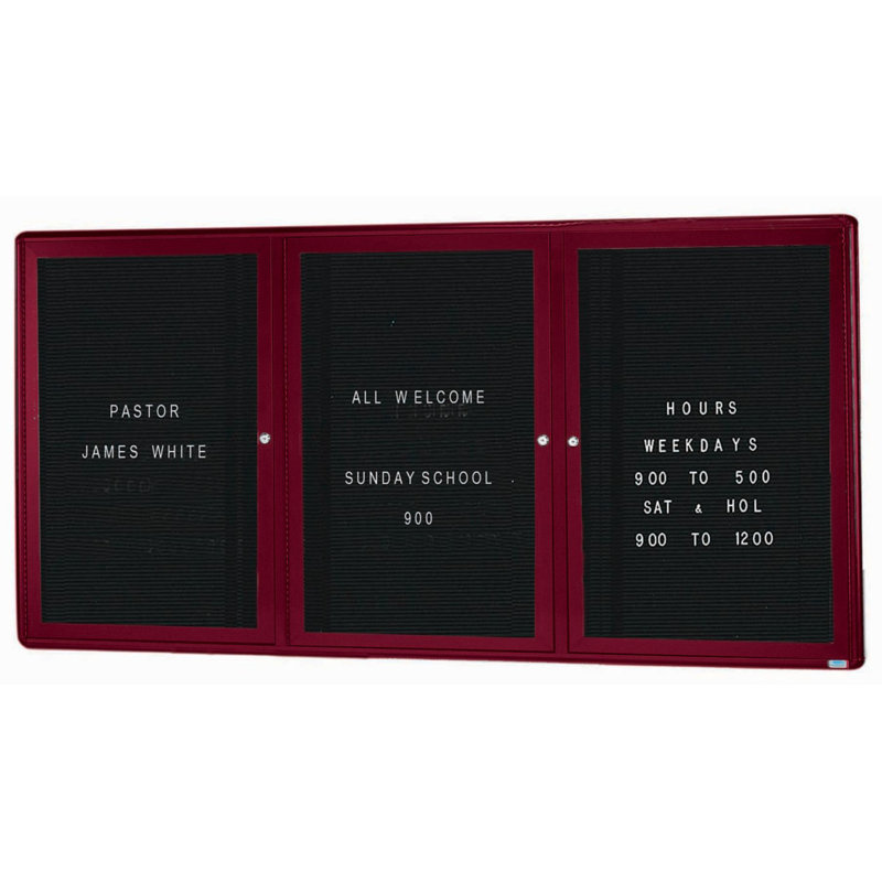Radius Design Enclosed Directory Letter Board, 36" x 24", Burgundy/Black