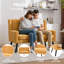 Fauteuil d'appoint 47,24 po de large à dossier capitonné 2 places avec coussin en mousse à haute densité de qualité supérieure en lin / suède pour petits espaces-1761328663