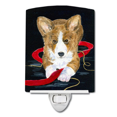 Éclairage de nuit en céramique corgi