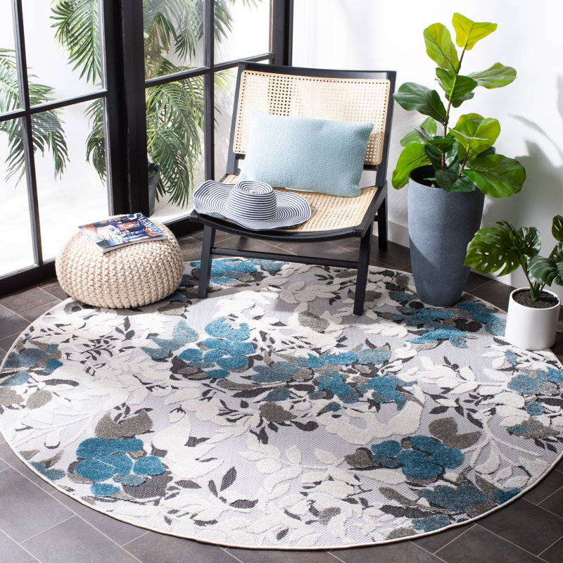 Latifah Performance Floral Rug, Round 6'7"