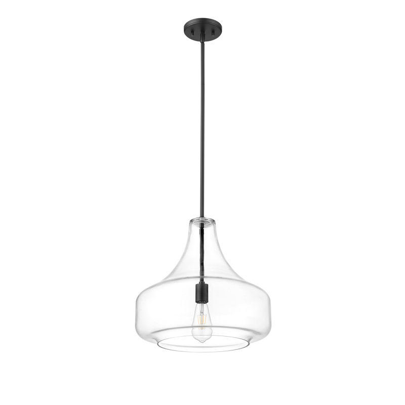 Luminaire suspendu en forme de globe en forme de goutte à 1 lumière Quatrain, Noir mat