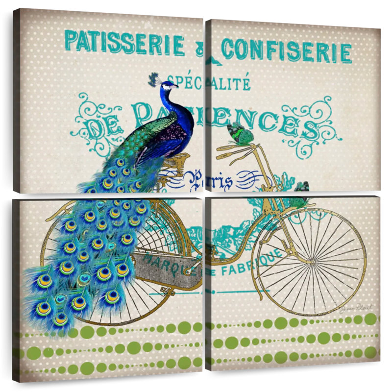 Tergel Peacock On Bicycle III, 26" H x 26" W