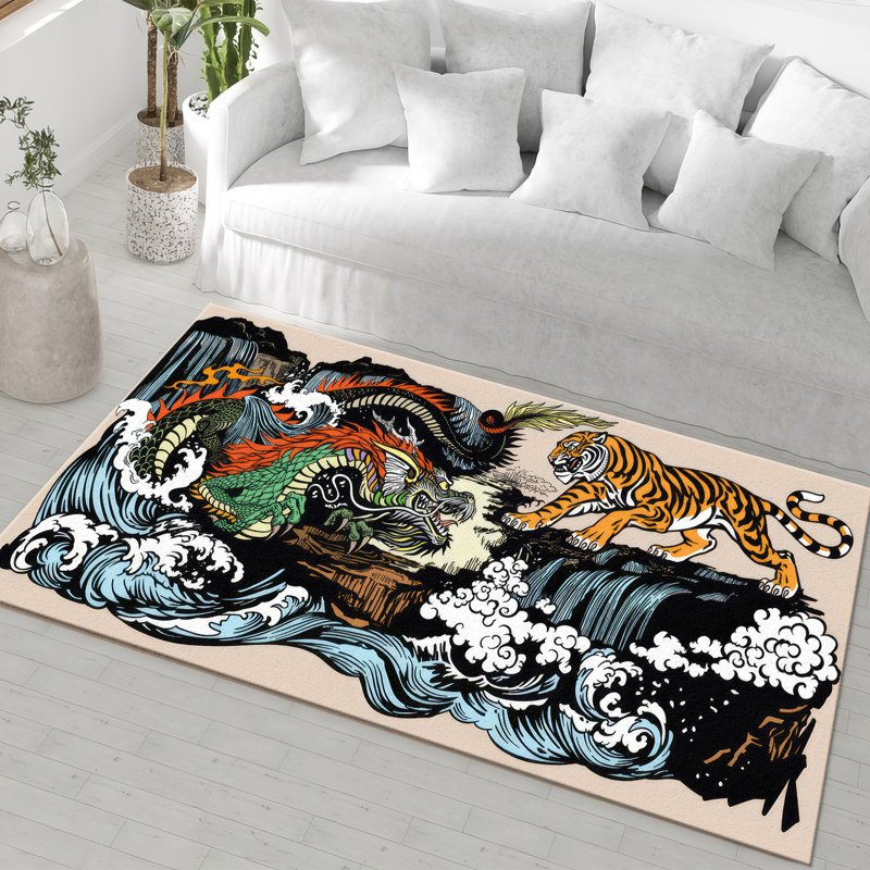 Soft Non Woven Printed Rug with Elegant Floral and Leaf Pattern for Indoor Spaces and Home Decor, Rectangle 3'11" x 5'11"