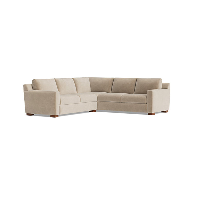 Catalina Sectional, Velvet - Beige, Right Hand Facing