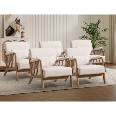 Chaise d'appoint moderne rembourrée en bois massif de 27,17 po de largeur avec coussin supplémentaire (ensemble de 5)