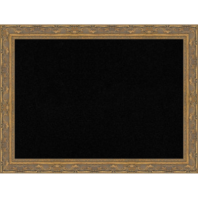 Filigree Gold Framed Corkboard, Black Cork Bulletin Board, Organization Board, Pin Board