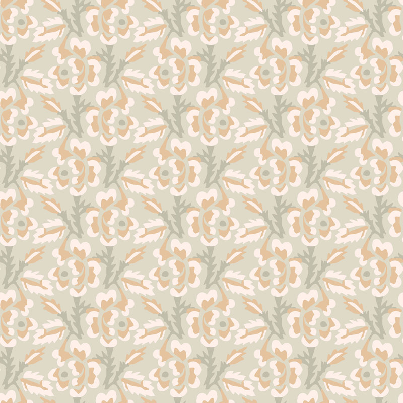 Thorn & Blossom - Sunlit Apricot Floral Wallpaper