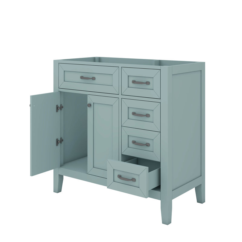 Meuble-lavabo simple 36 po avec tiroirs pratiques, Vert