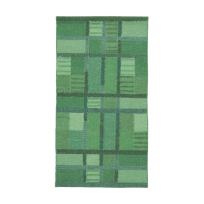 Rug & Kilim’S Scandinavian-Inspired Accent Rug With Green Geometric Patterns