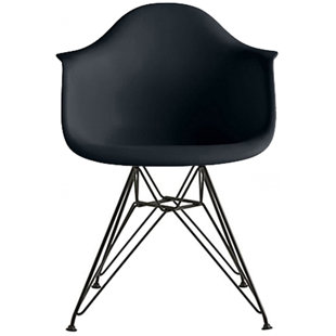 Plastic Dining Armchair With Black Wire Base