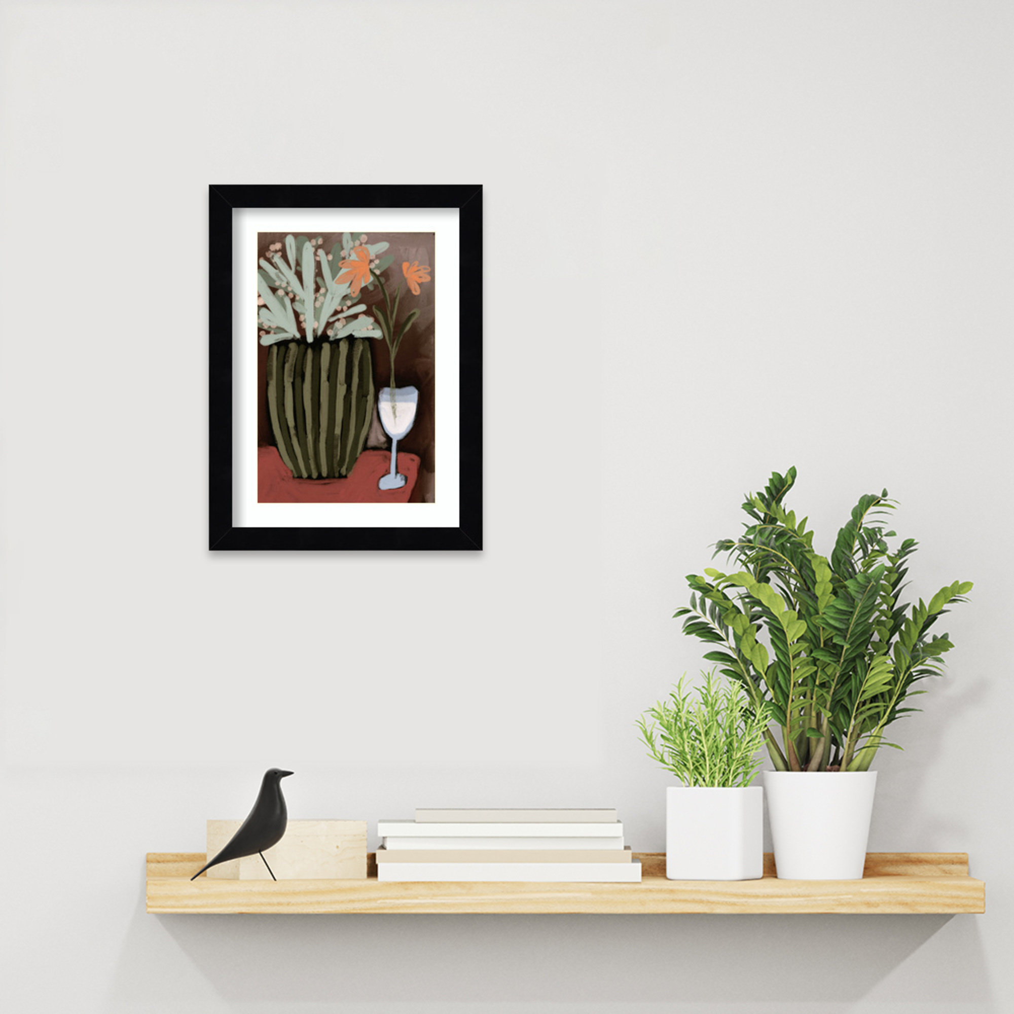 Floral Still Life No 4 by Treechild Wood Framed Wall Art Print, Black, 13" H x 10" W