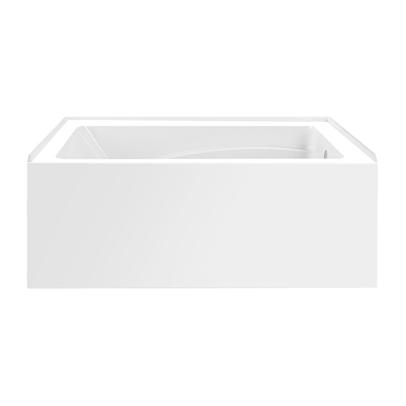 Baignoire alcôve en acrylique 54 pouces avec drain à gauche Aqua Eden VTAM5436L22T Kingston Brass, blanc brillant, Droite