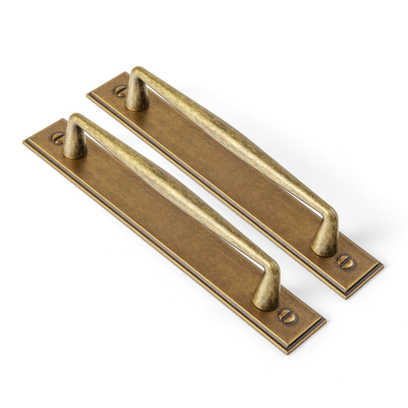 Solid Spindle Bar Pull With Backplate(G015) Multipack, 5", Antique Brass