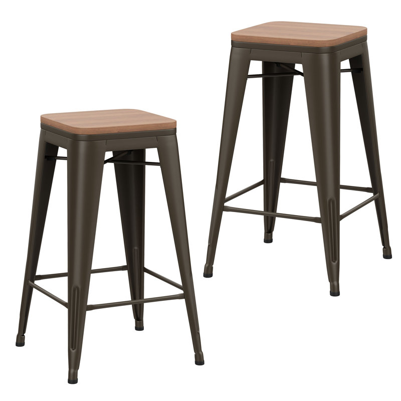 Comptoir et tabourets de bar en métal, Tabouret de bar (siège d’une hauteur de 30 po), Brun
