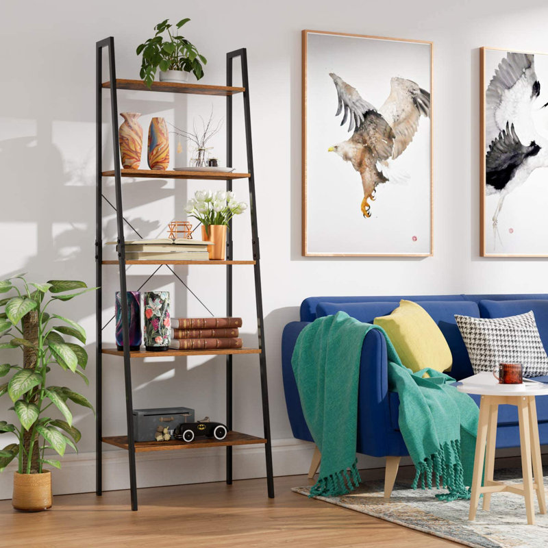 171 cm H x 56 cm W Steel Ladder Bookcase