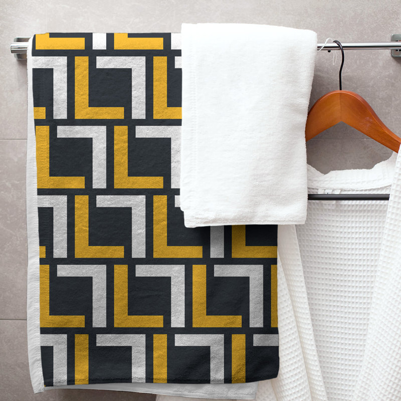 Bath Towel, Black/Gold/White