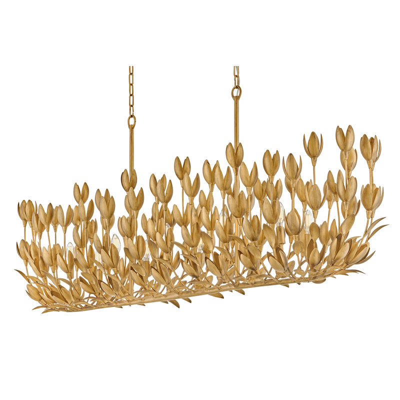 Flora 10 - Light Unique Novetly Chandelier By Lisa McDennon, Burnished Gold
