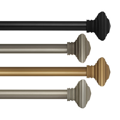 Brenton Single Curtain Rod with Stacked Square Finial