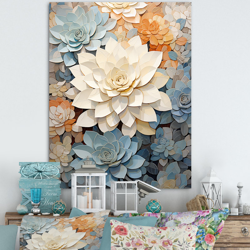 Beige plante grasse douce I - plante grasse salon, Toile tendue, H 40 po x l 30 po