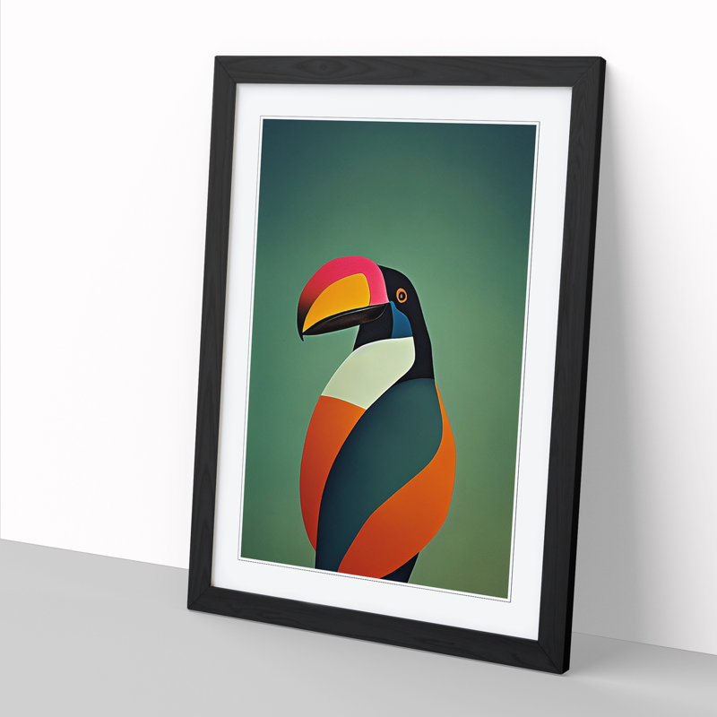 FRM-V0523-2524X Toucan Abstract Vol.2 1 Piece Single Picture Frame Wall Art, 34cm H x 25cm W x 2cm D, Walnut