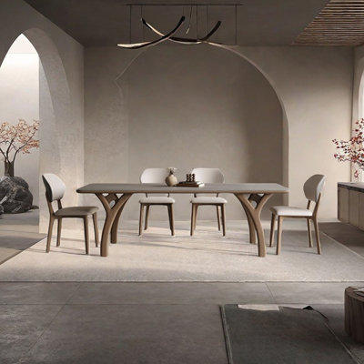 Sintered stone ash grey dining table set